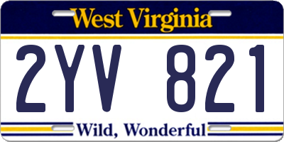 WV license plate 2YV821