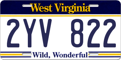 WV license plate 2YV822
