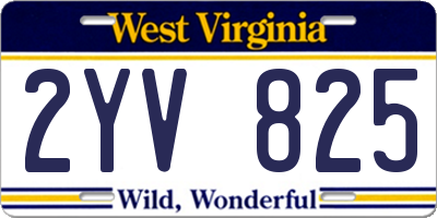 WV license plate 2YV825
