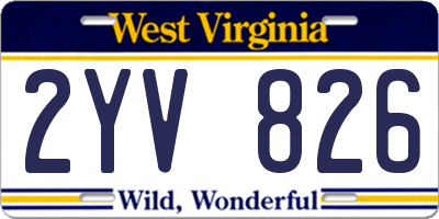 WV license plate 2YV826