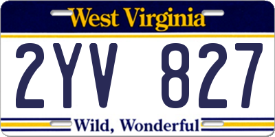 WV license plate 2YV827