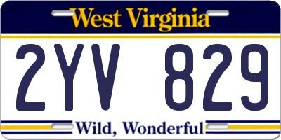 WV license plate 2YV829