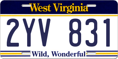 WV license plate 2YV831