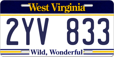 WV license plate 2YV833