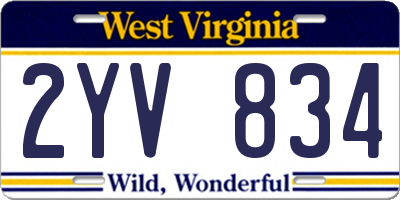 WV license plate 2YV834
