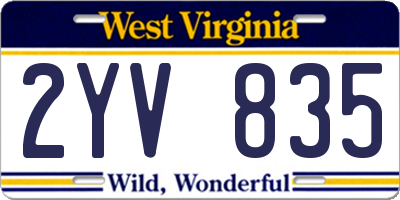 WV license plate 2YV835