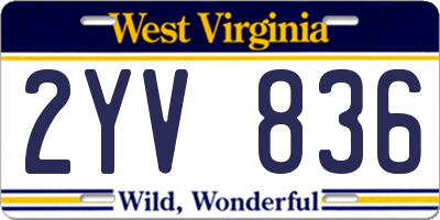 WV license plate 2YV836