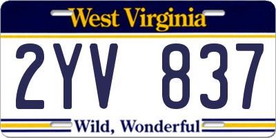 WV license plate 2YV837