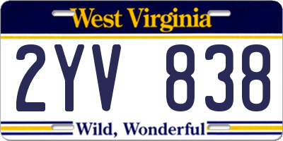 WV license plate 2YV838