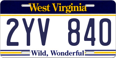WV license plate 2YV840