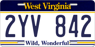WV license plate 2YV842