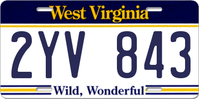 WV license plate 2YV843