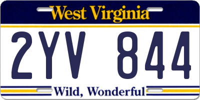 WV license plate 2YV844