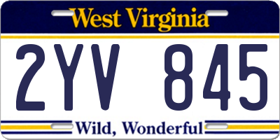 WV license plate 2YV845