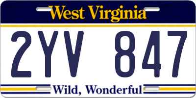 WV license plate 2YV847