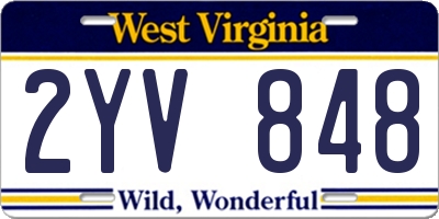 WV license plate 2YV848