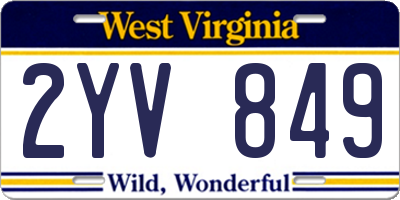WV license plate 2YV849