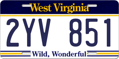 WV license plate 2YV851