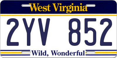 WV license plate 2YV852
