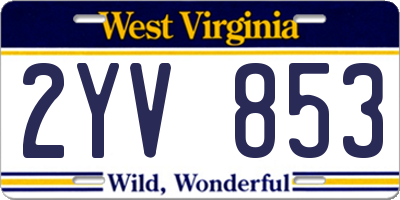 WV license plate 2YV853