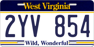 WV license plate 2YV854