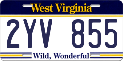 WV license plate 2YV855