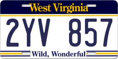 WV license plate 2YV857