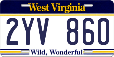 WV license plate 2YV860