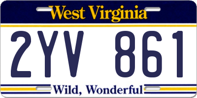 WV license plate 2YV861