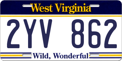 WV license plate 2YV862