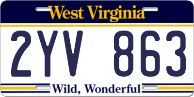 WV license plate 2YV863