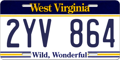 WV license plate 2YV864