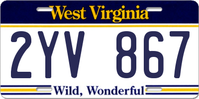 WV license plate 2YV867