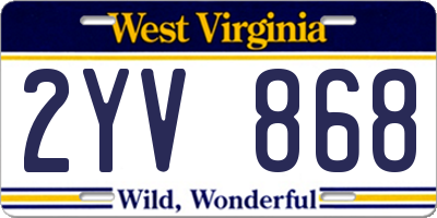 WV license plate 2YV868