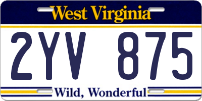 WV license plate 2YV875
