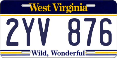 WV license plate 2YV876