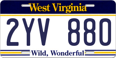 WV license plate 2YV880