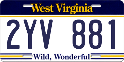 WV license plate 2YV881