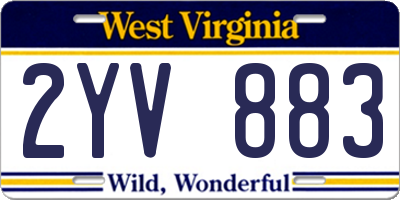 WV license plate 2YV883