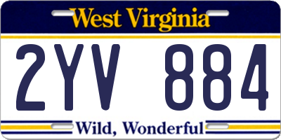 WV license plate 2YV884