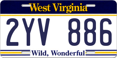 WV license plate 2YV886