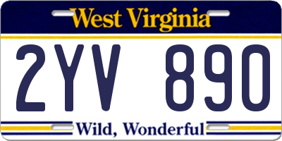 WV license plate 2YV890