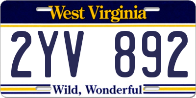 WV license plate 2YV892