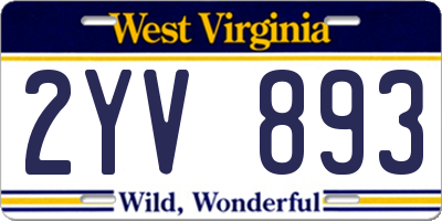 WV license plate 2YV893