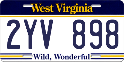 WV license plate 2YV898
