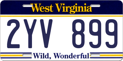 WV license plate 2YV899