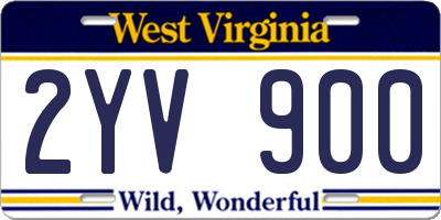 WV license plate 2YV900