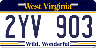 WV license plate 2YV903