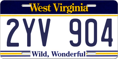 WV license plate 2YV904