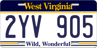 WV license plate 2YV905